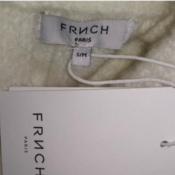 FRNCH Chunky Knit Sweater Sz S/M Cream Color Bow Tie Back NWT - Picture 2 of 4